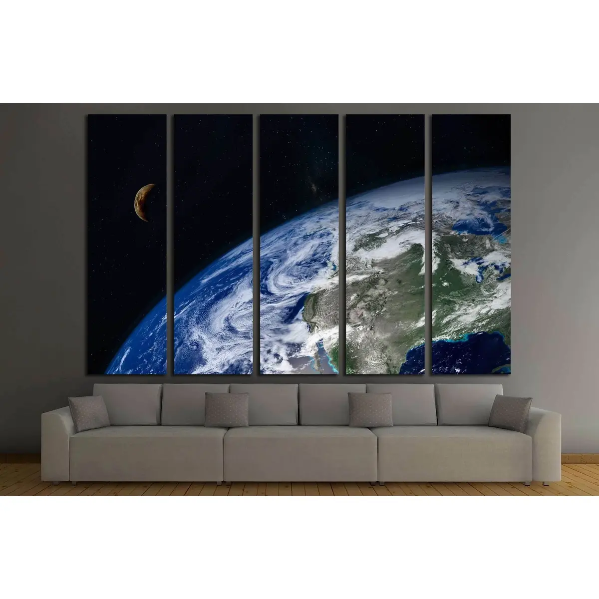 Stunning Earth and Moon Canvas Wall Art №2465 – Ready to Hang with Built-in Mounting - Image 3