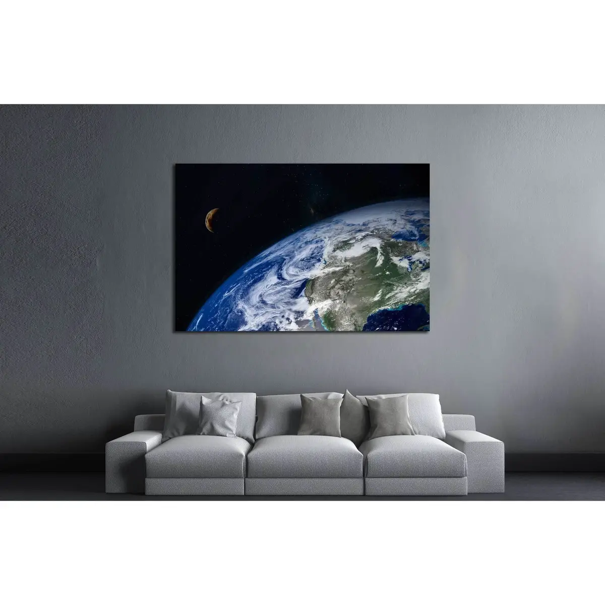 Planet Earth And Moon №2465 Ready To Hang Canvas Print 3