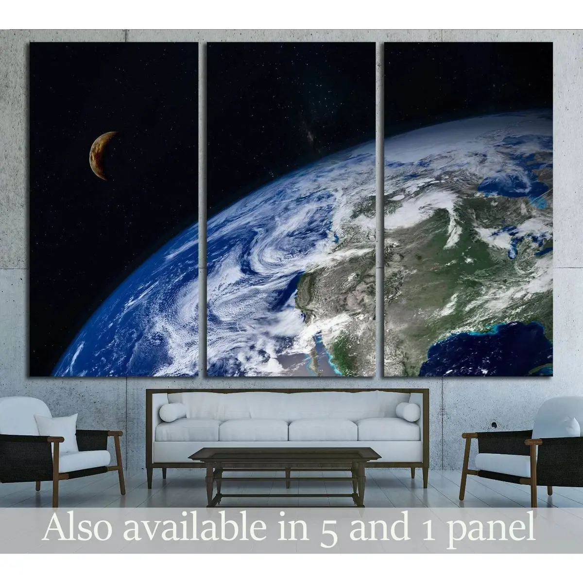 Planet Earth And Moon №2465 Ready To Hang Canvas Print 5