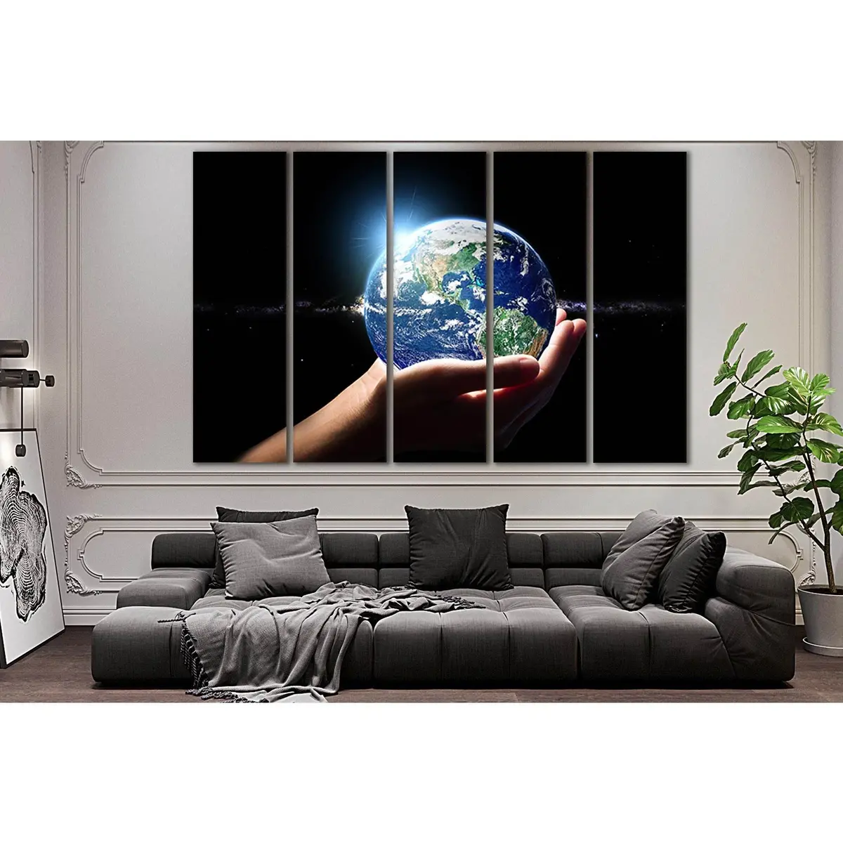 Earth Globe in Hand Canvas Wall Art – Ready-to-Hang Print SL394