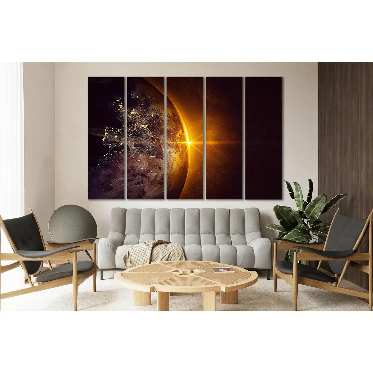 Premium Earth-in-Space Sunrise Canvas Wall Art №SL287 – Ready to Hang
