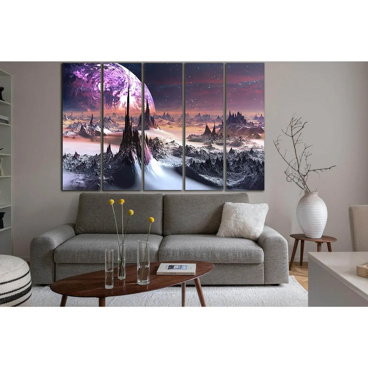 SL984 Planet-on-Horizon Canvas Wall Art – Ready-to-Hang Decor