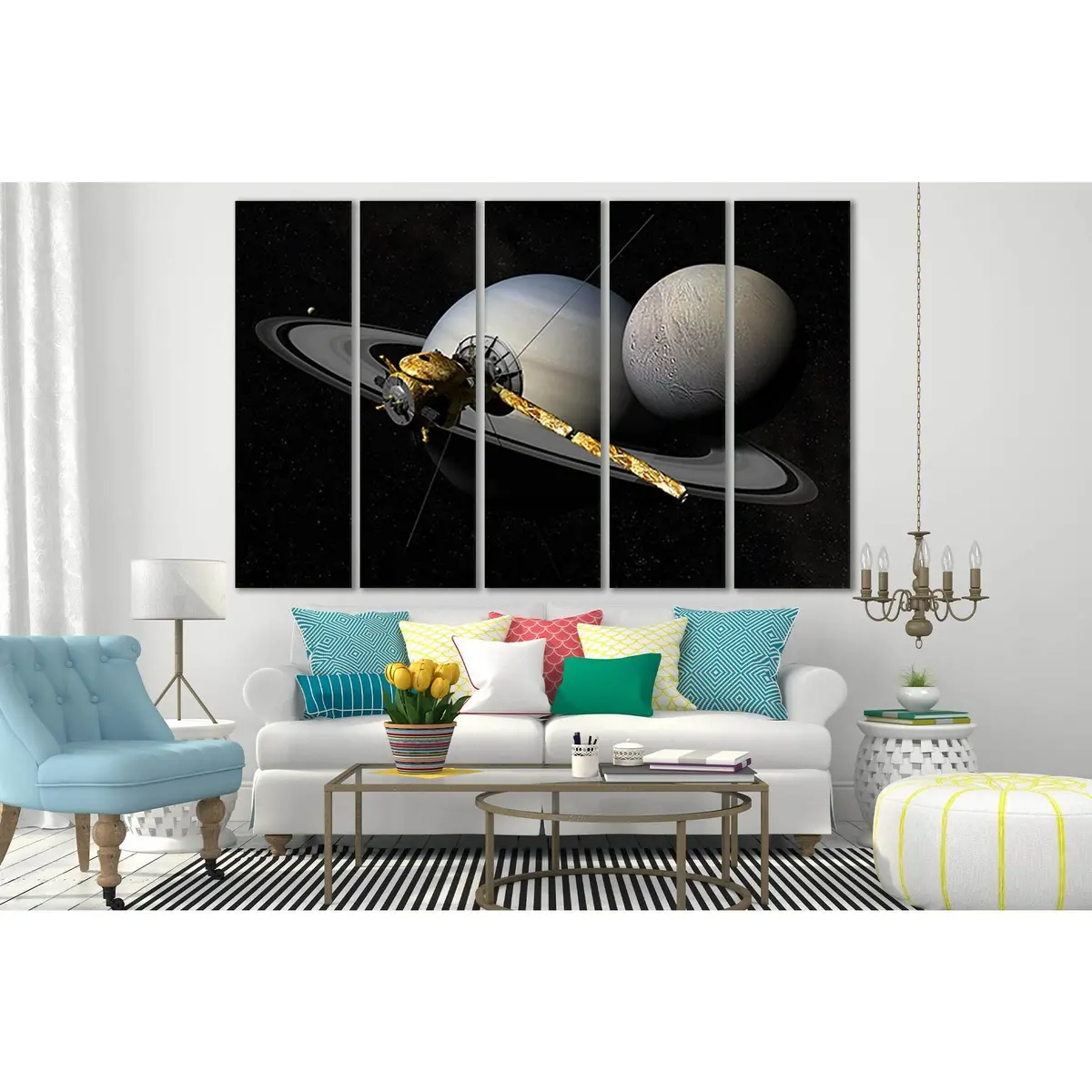 Saturn and Satellite SL979 Canvas Wall Art – Ready-to-Hang Print - Image 3