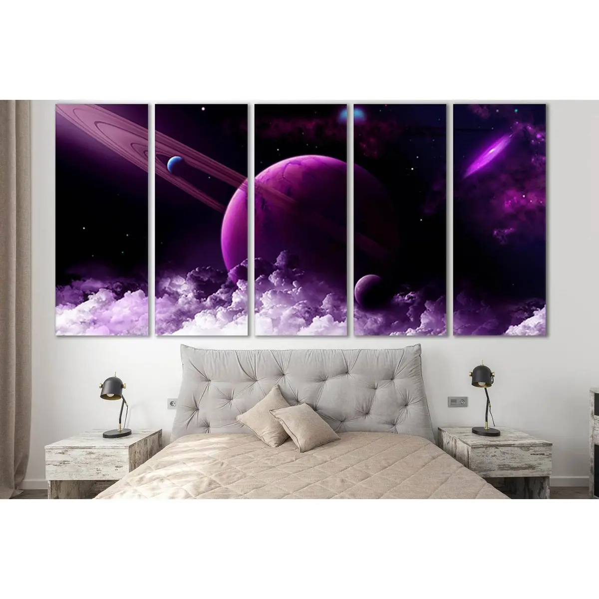 Cosmic Planets and Clouds Canvas Wall Art – Ready-to-Hang Print SL962 - Image 3