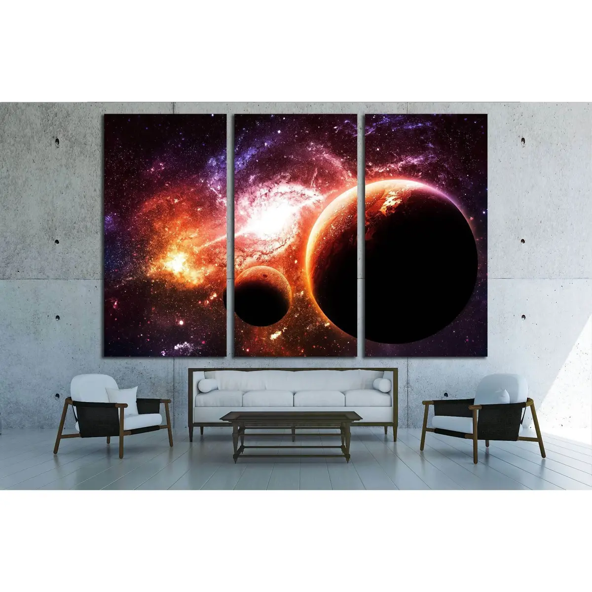 Planets Over Golden Galaxy - Elements Of This Image Furnished By Nasa №2457 Ready To Hang Canvas Print 5