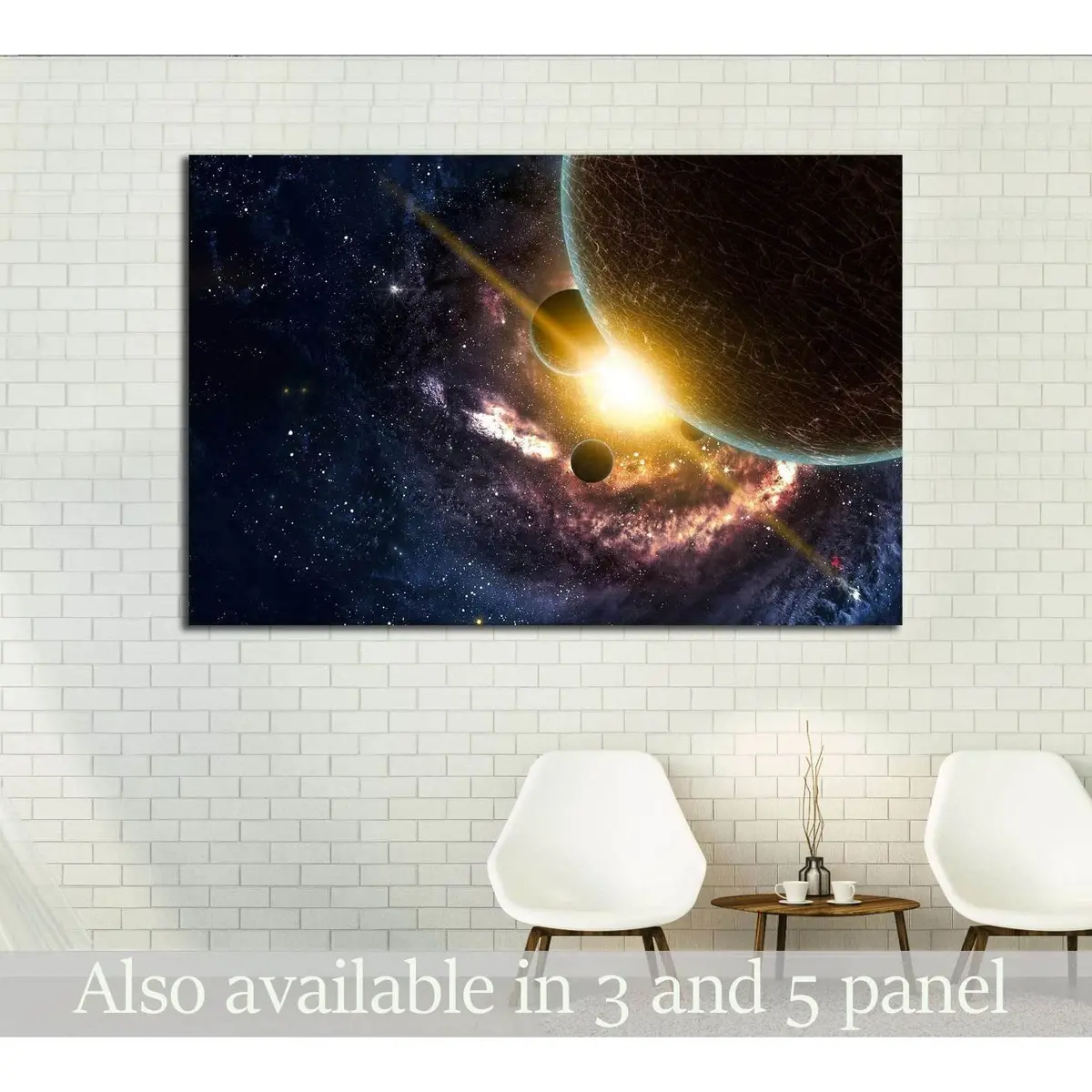 Planets Over The Nebulae In Space №2463 Ready To Hang Canvas Print 1