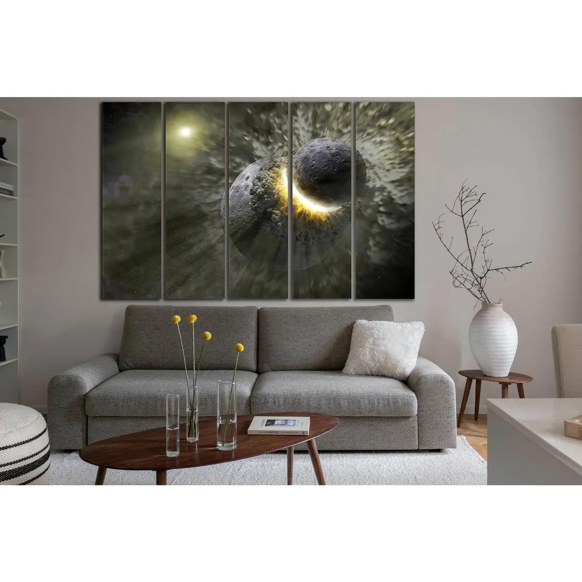 Sl959 Cosmic Planets Collision Canvas Art – Premium Ready-to-Hang Space-Themed Wall Decor - Image 3