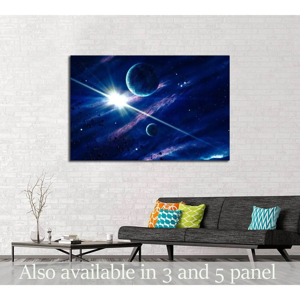 Planets With The Shining Star In Space. Elements Of This Image Furnished By Nasa №2461 Ready To Hang Canvas Print 1