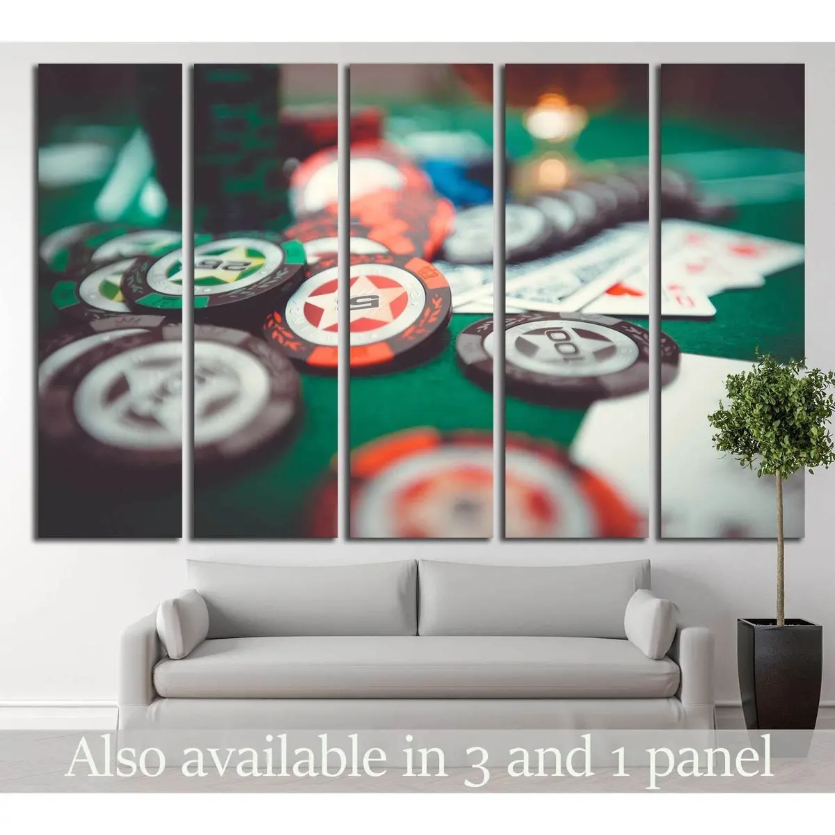 Poker Chips #726 Canvas Wall Art – Pre-Hung Decor Print