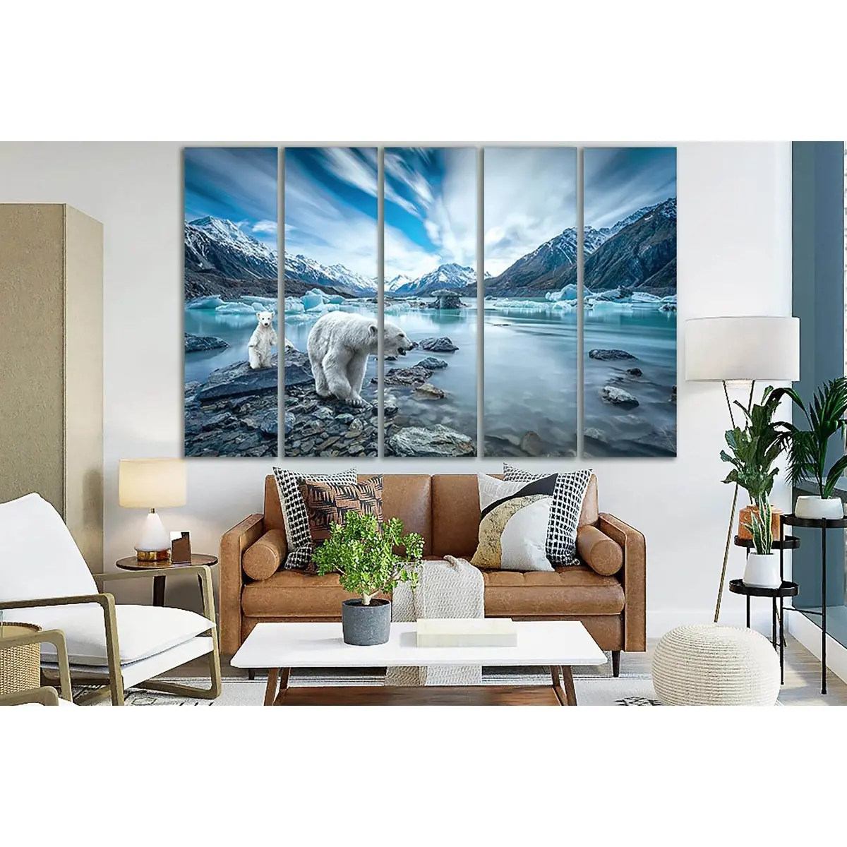 Polar Bear Mother and Cub №SL1023 – Ready-to-Hang Canvas Wall Art - Image 3