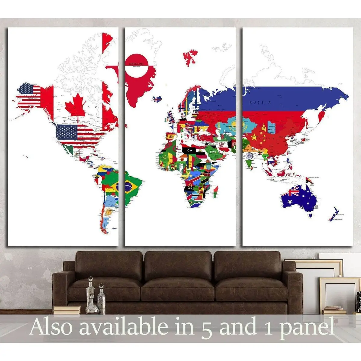 Political Map Of The World With Country Flags №1929 Ready To Hang Canvas Print 5