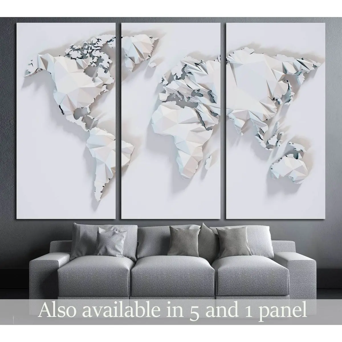 Poly Paper World Map Background. 3D Rendering №3220 Ready To Hang Canvas Print 5