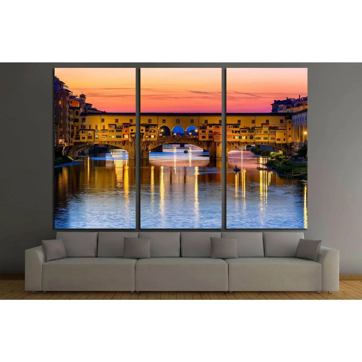 Ponte Vecchio Over Arno River In Florence, Italy №1244 Ready To Hang Canvas Print 5