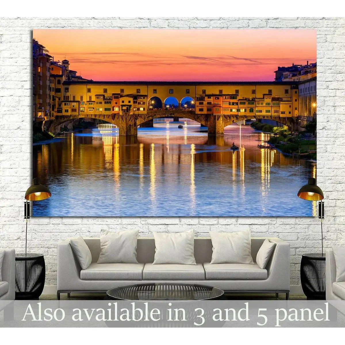 Ponte Vecchio Over Arno River In Florence, Italy №1244 Ready To Hang Canvas Print 1