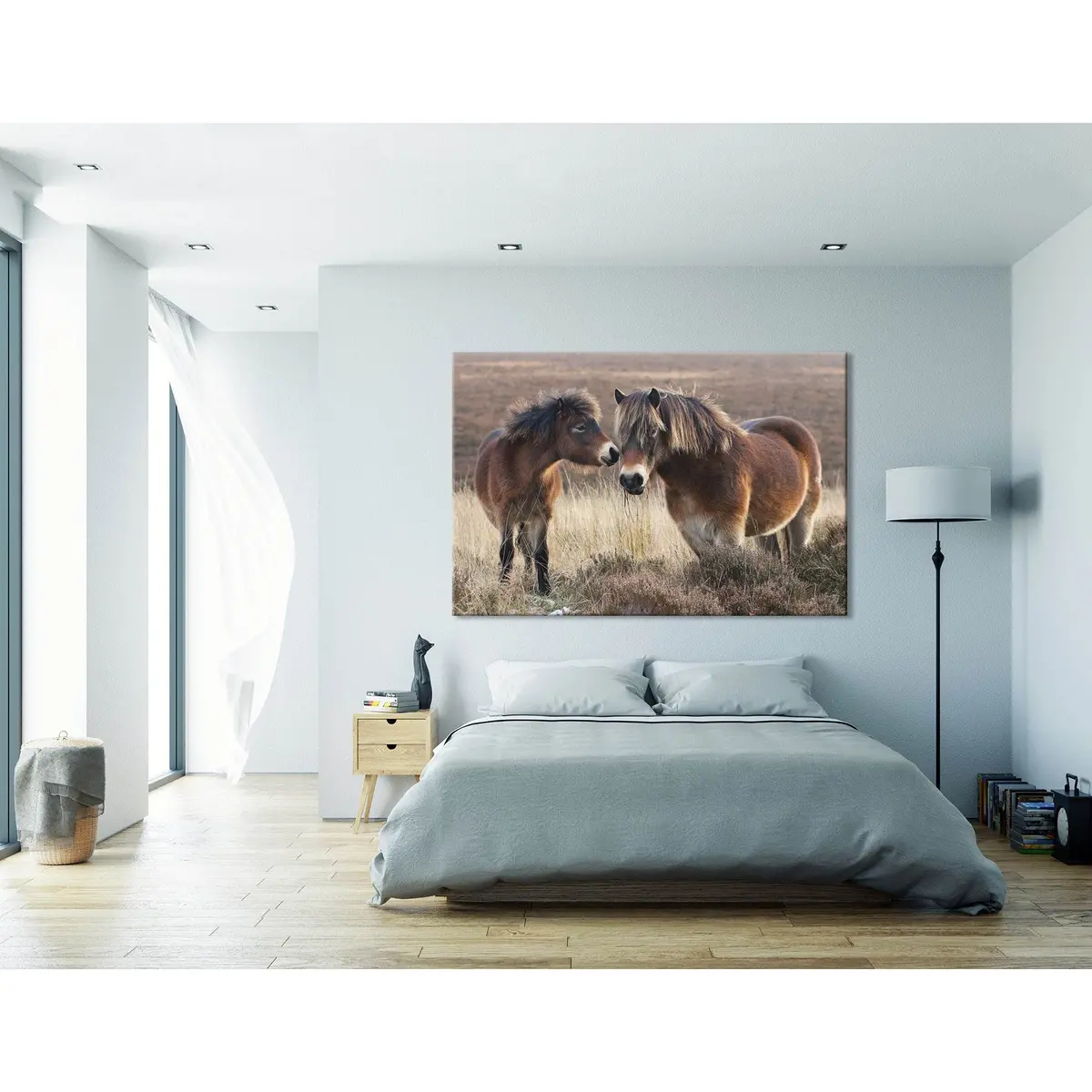 Pony And Horse On Moorland In Exmoor №04231 Ready To Hang Canvas Print 3