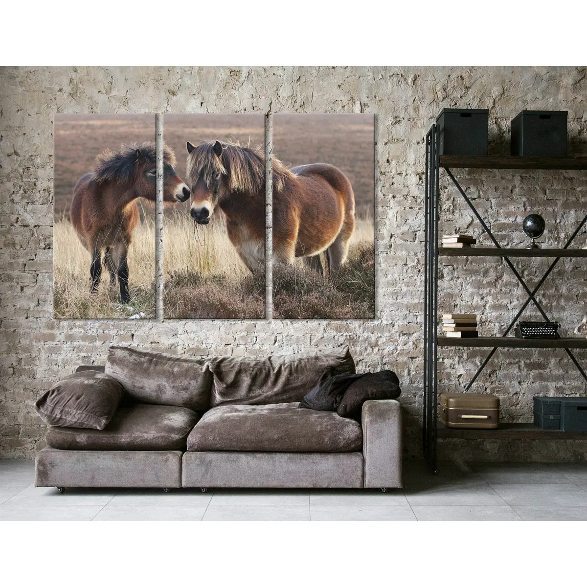 Pony And Horse On Moorland In Exmoor №04231 Ready To Hang Canvas Print 5