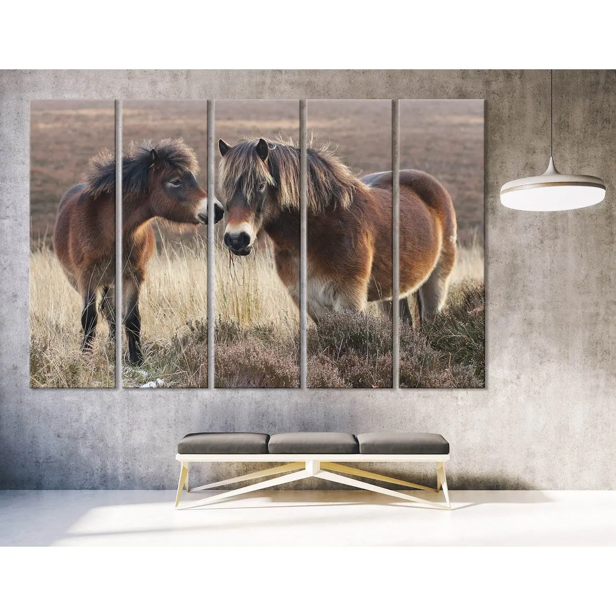Exmoor Moorland Pony and Horse Canvas Wall Art – Ready-to-Hang Print
