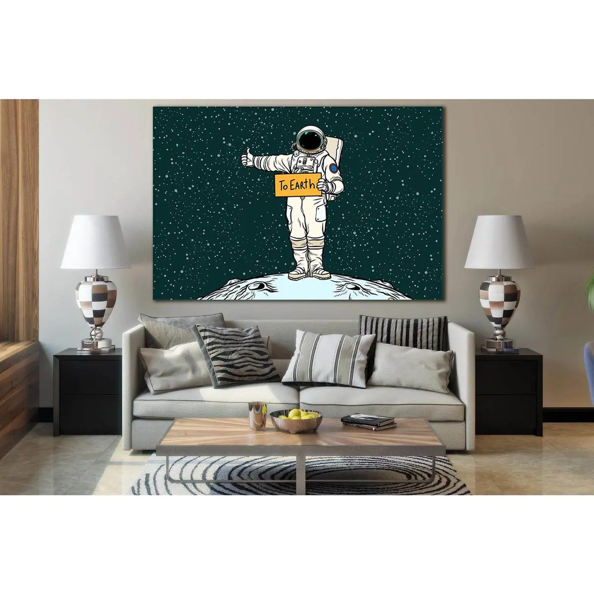 Pop Art Astronaut Hitch Rides On Earth №Sl544 Ready To Hang Canvas Print 1