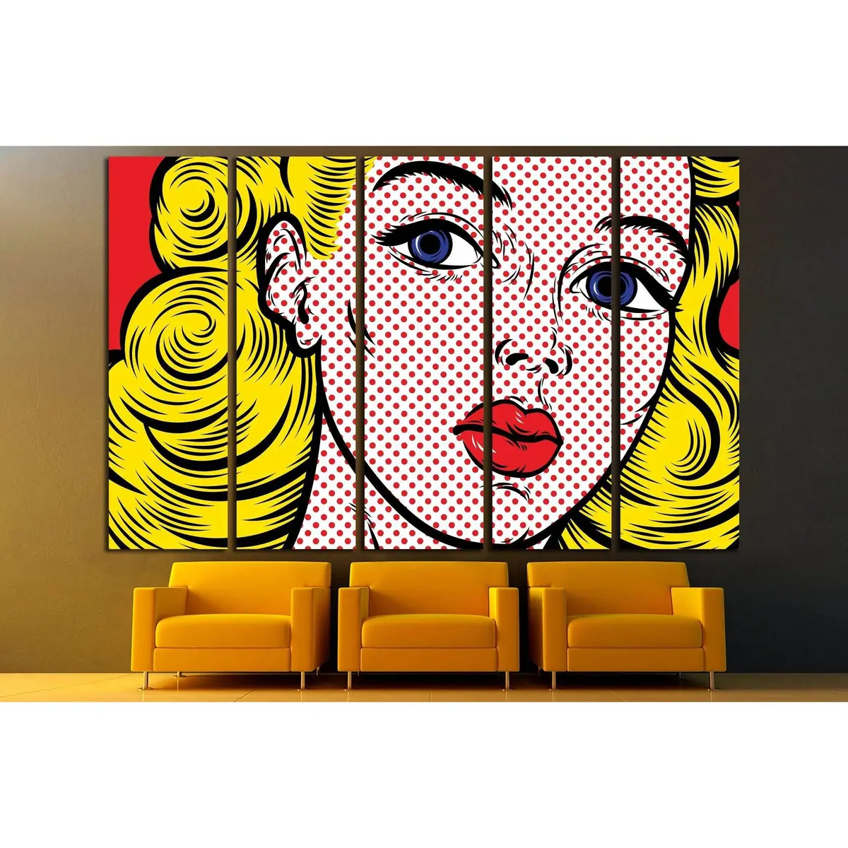 Vibrant Pop Art Girl Canvas Wall Decor – Ready-to-Hang Print #3288 - Image 3