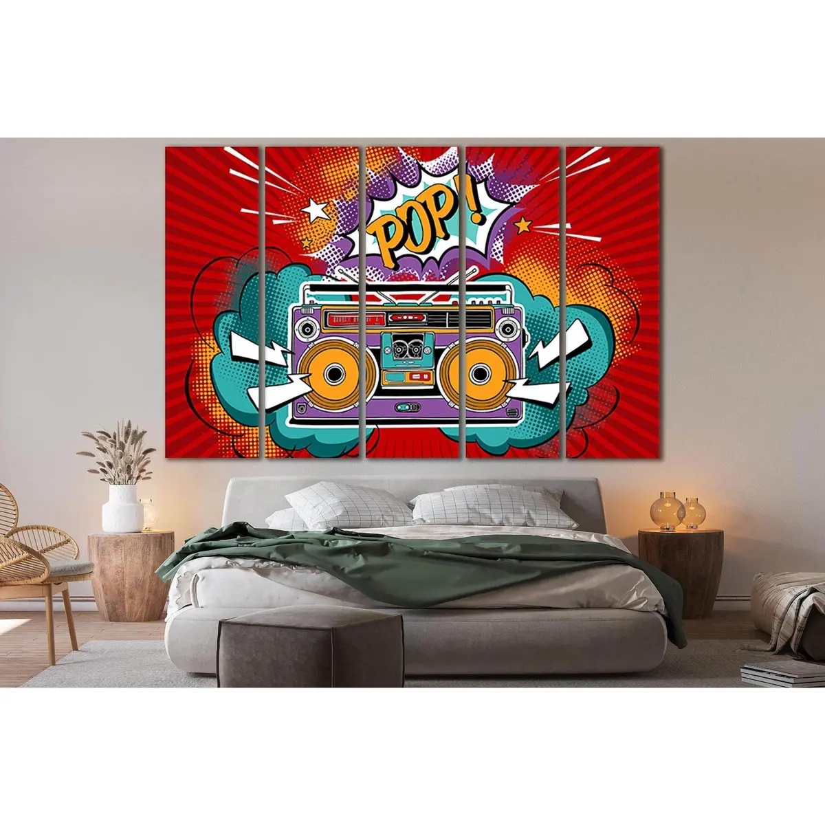 Pop Art Boombox Canvas Wall Art №SL545 – Pre-Hung Ready-to-Display Print