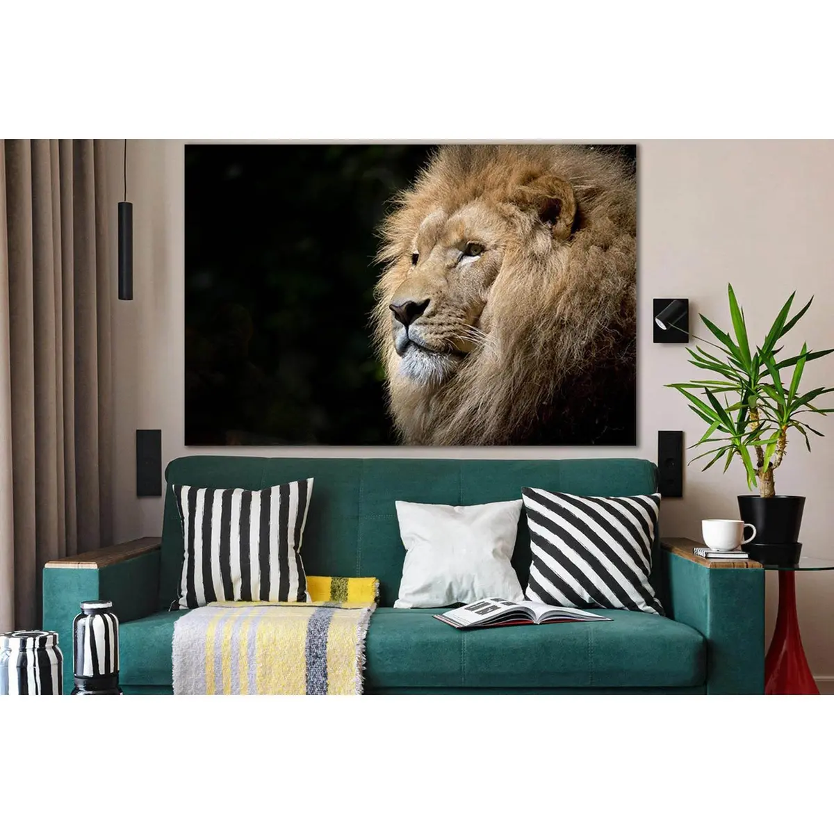 Portrait Of A Lion Close Up №Sl1029 Ready To Hang Canvas Print 1