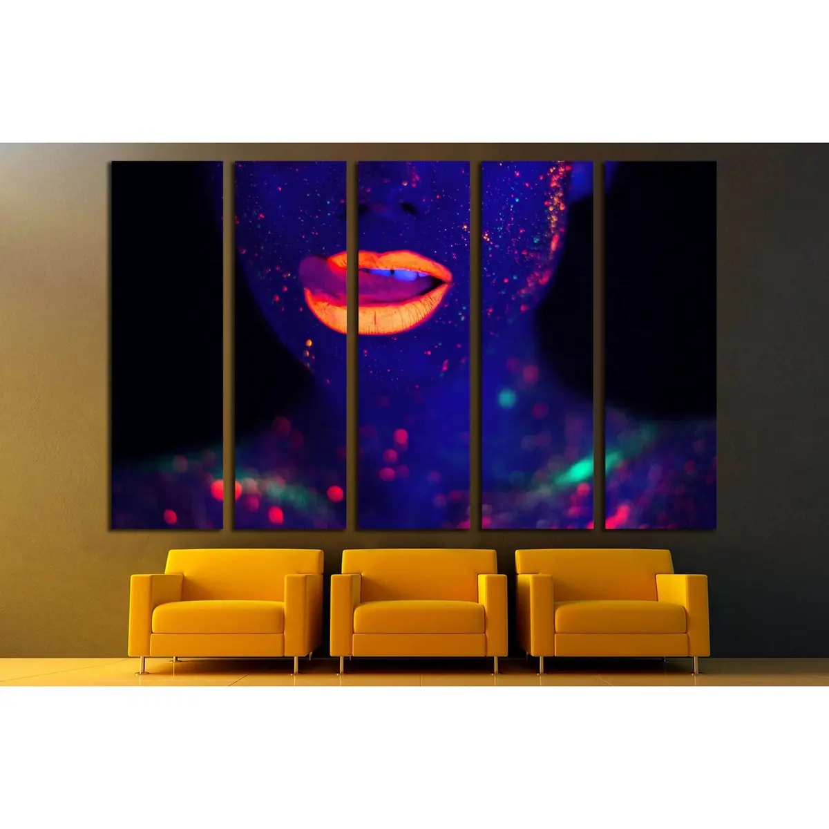 Stylish Neon-Lit Woman Portrait Canvas Wall Art – Ready-to-Hang Print #2783 - Image 3