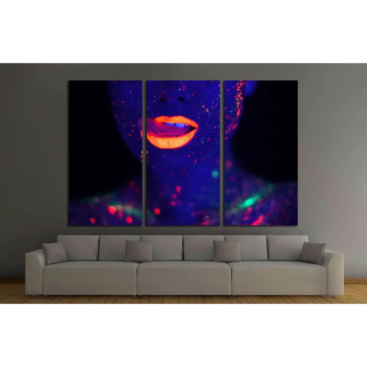 Portrait Of Beautiful Fashion Woman In Neon Uf Light №2783 Ready To Hang Canvas Print 5
