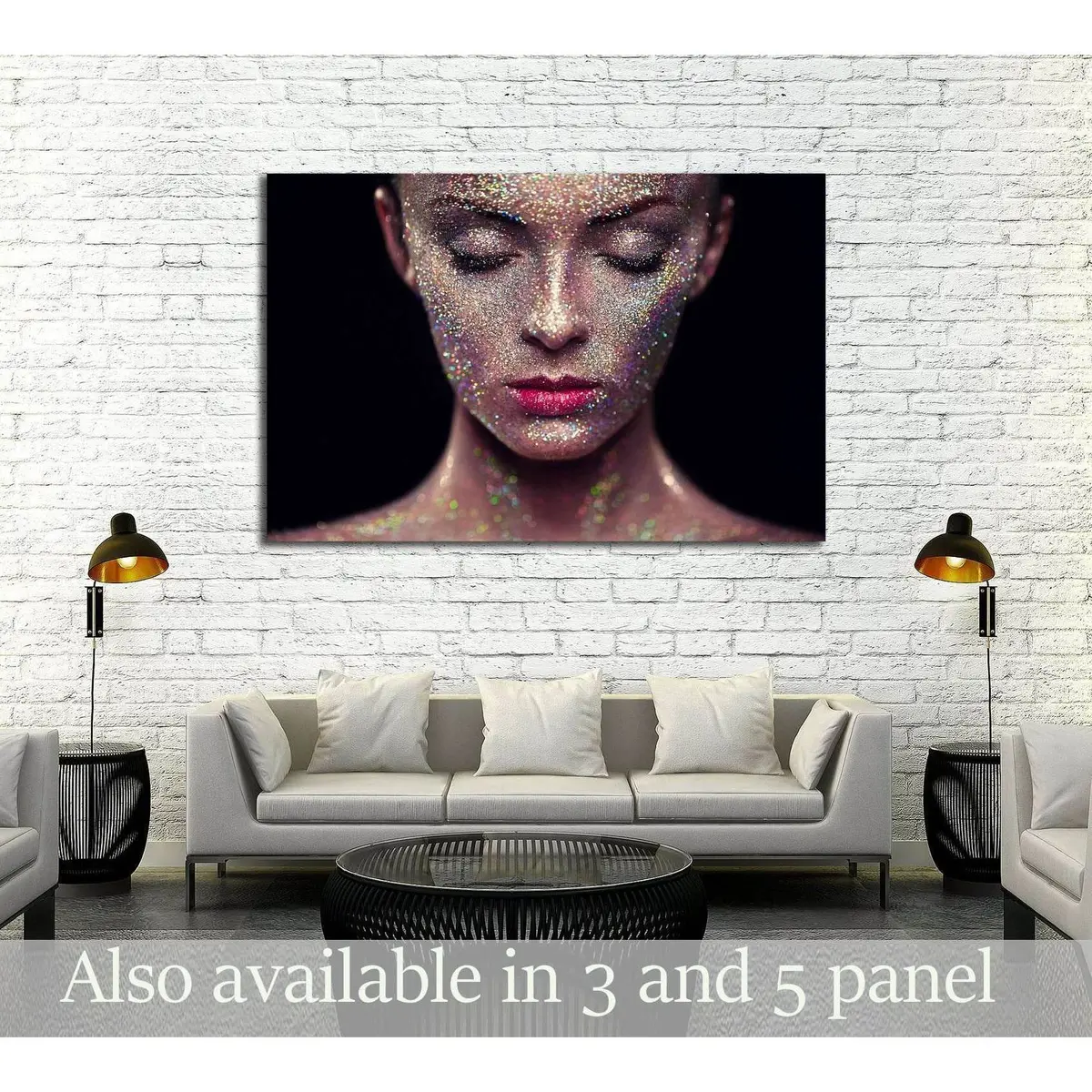 Portrait Of Beautiful Woman With Sparkles On Her Face №2766 Ready To Hang Canvas Print 1