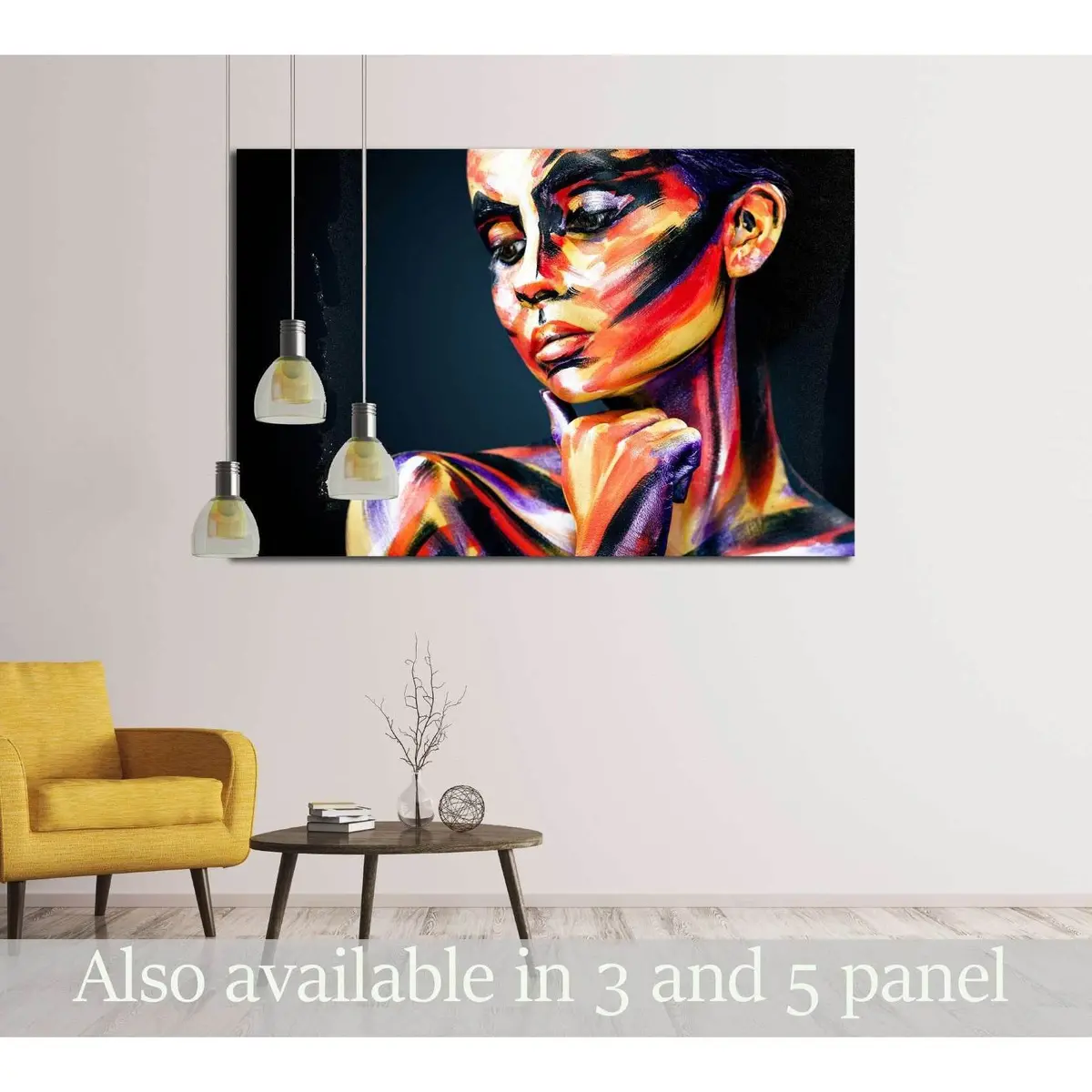 Portrait Of The Bright Beautiful Girl With Art Colorful Make-Up And Bodyart №2763 Ready To Hang Canvas Print 1