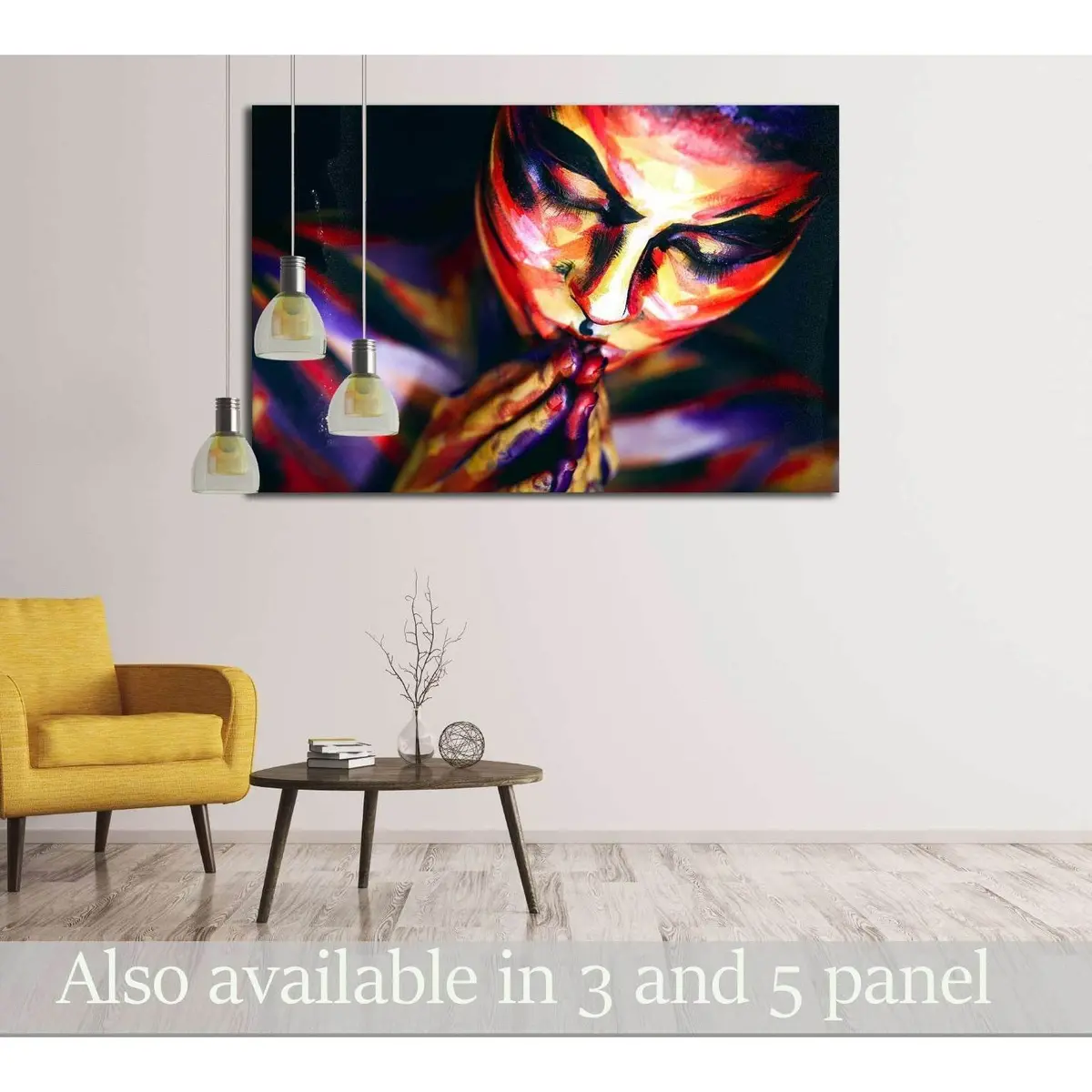 Portrait Of The Bright Beautiful Girl With Art Colorful Make-Up And Bodyart №2764 Ready To Hang Canvas Print 1