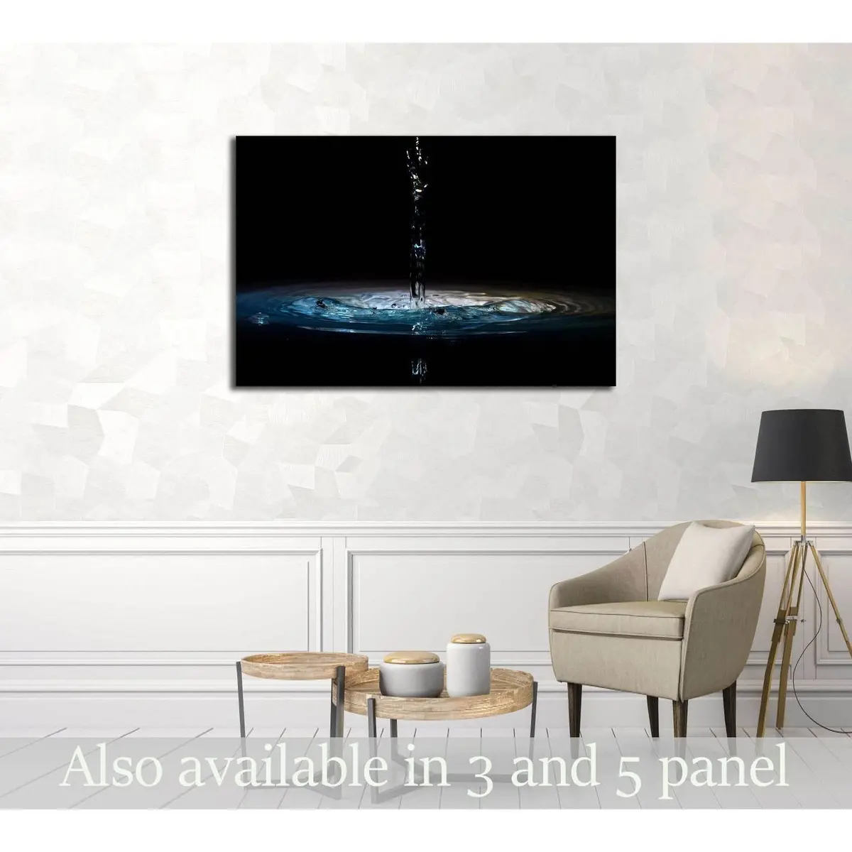 Pouring Of Water In Black Background №3224 Ready To Hang Canvas Print 1