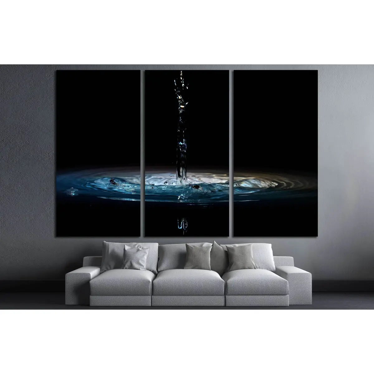 Pouring Of Water In Black Background №3224 Ready To Hang Canvas Print 5
