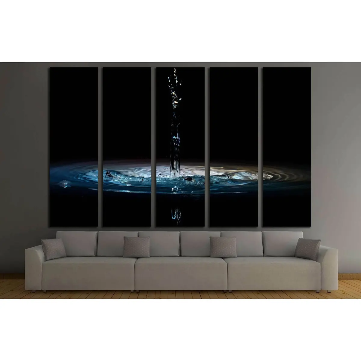 Dynamic Water Pour Art on Black Background – Ready-to-Hang Canvas Print #3224 - Image 3