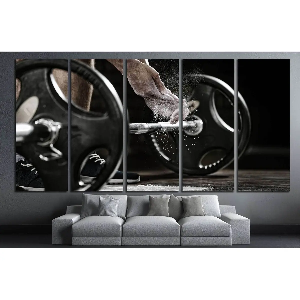 Powerlifter Hand Dusting Talc Before Bench Press #1389 – Ready-to-Hang Canvas Art - Image 2