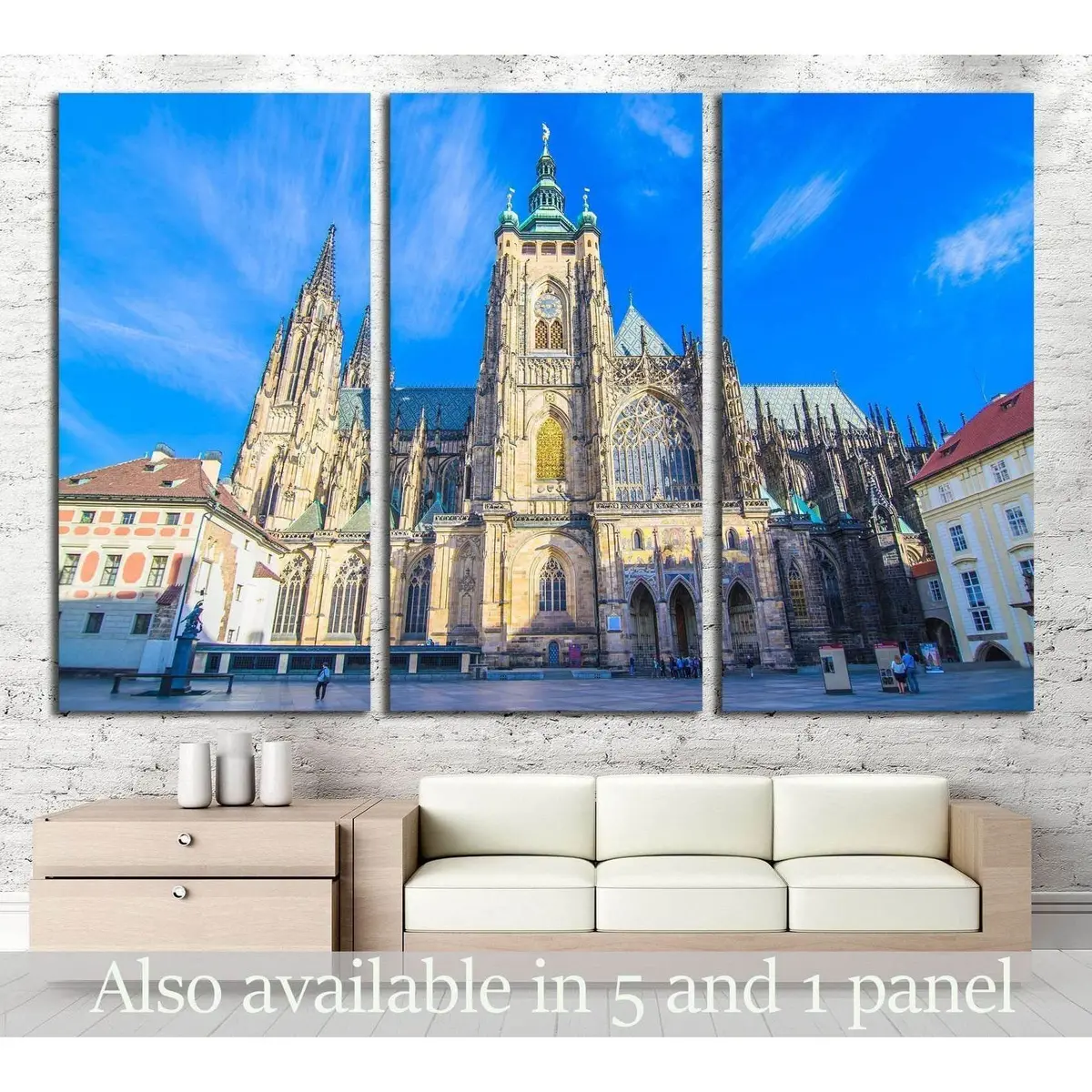 Prague, Czech Republic, Vitus Cathedral, Prague Castle Area №1805 Ready To Hang Canvas Print 5