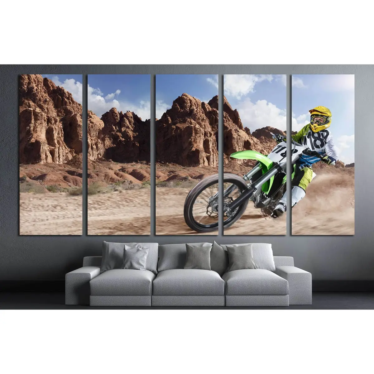 Desert Dirt Bike Racing Canvas Art – Professional Rider Wall Decor, Ready-to-Hang #1888 - Image 3