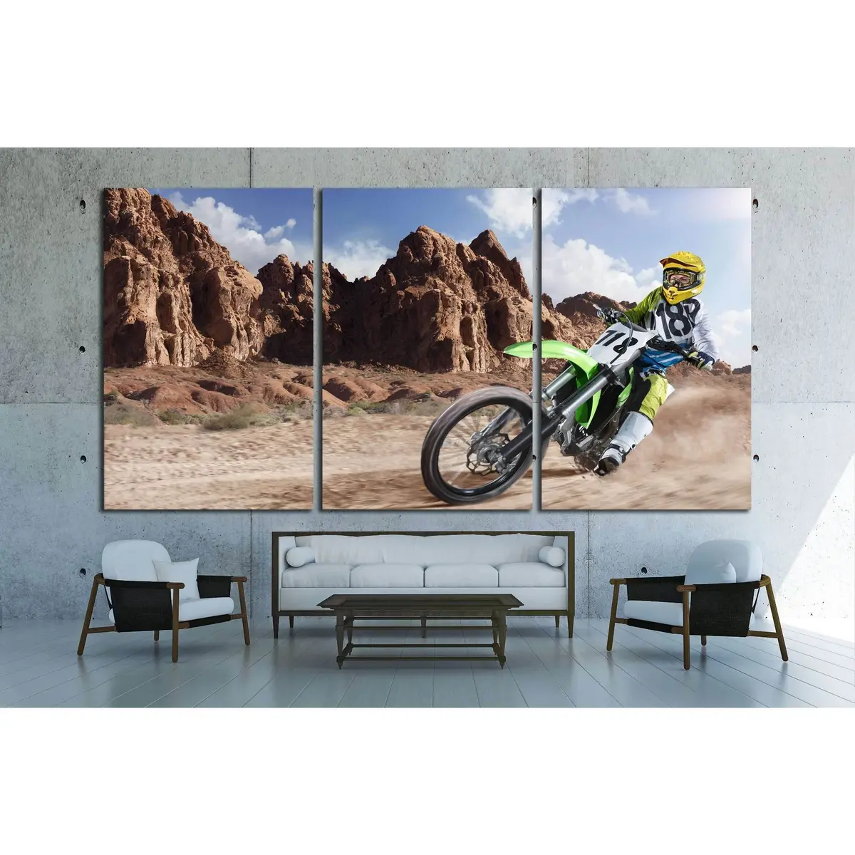 Professional Dirt Bike Rider Racing On The Desert №1888 Ready To Hang Canvas Print 5