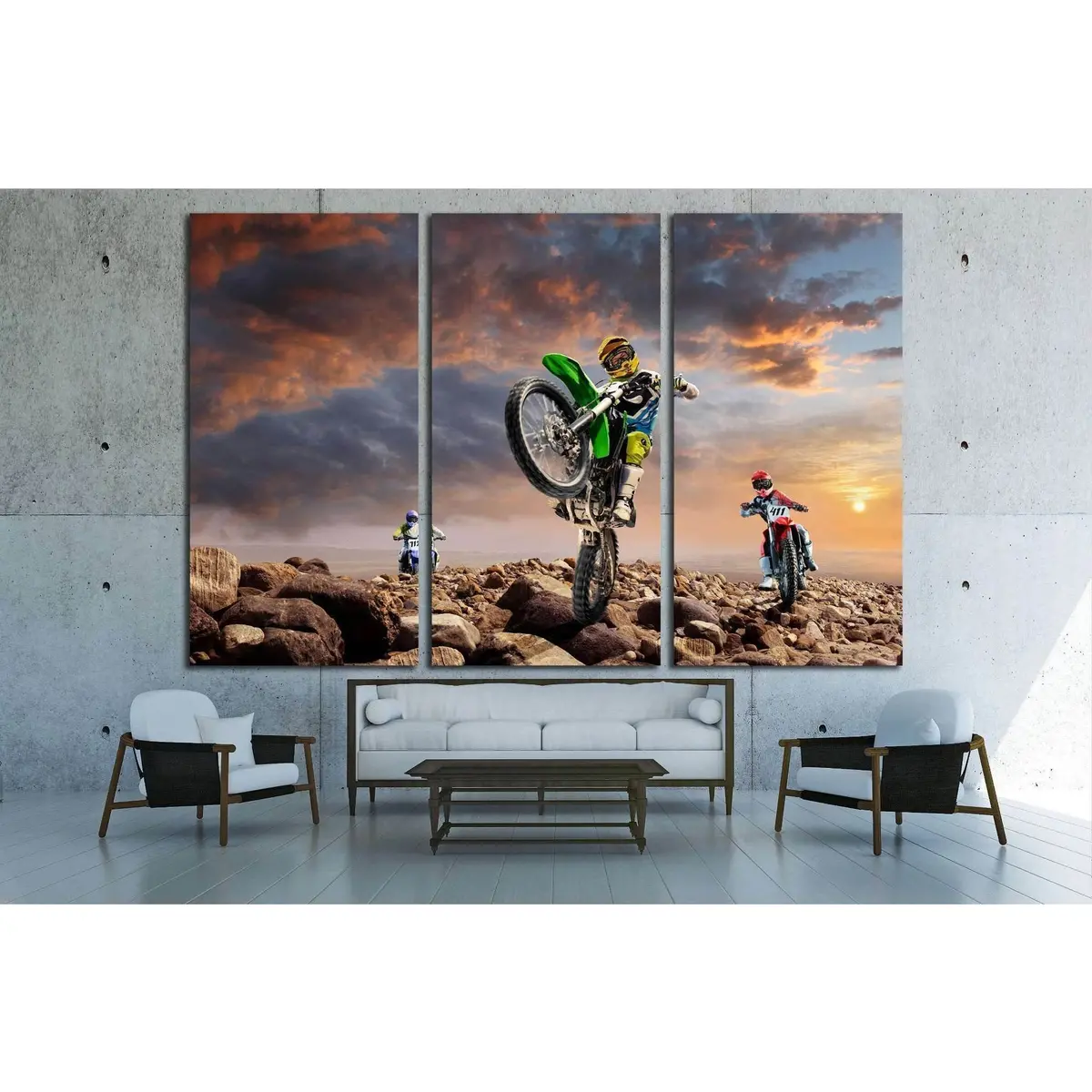 Professional Dirt Bike Riders On Top Of Vulcan №1890 Ready To Hang Canvas Print 5
