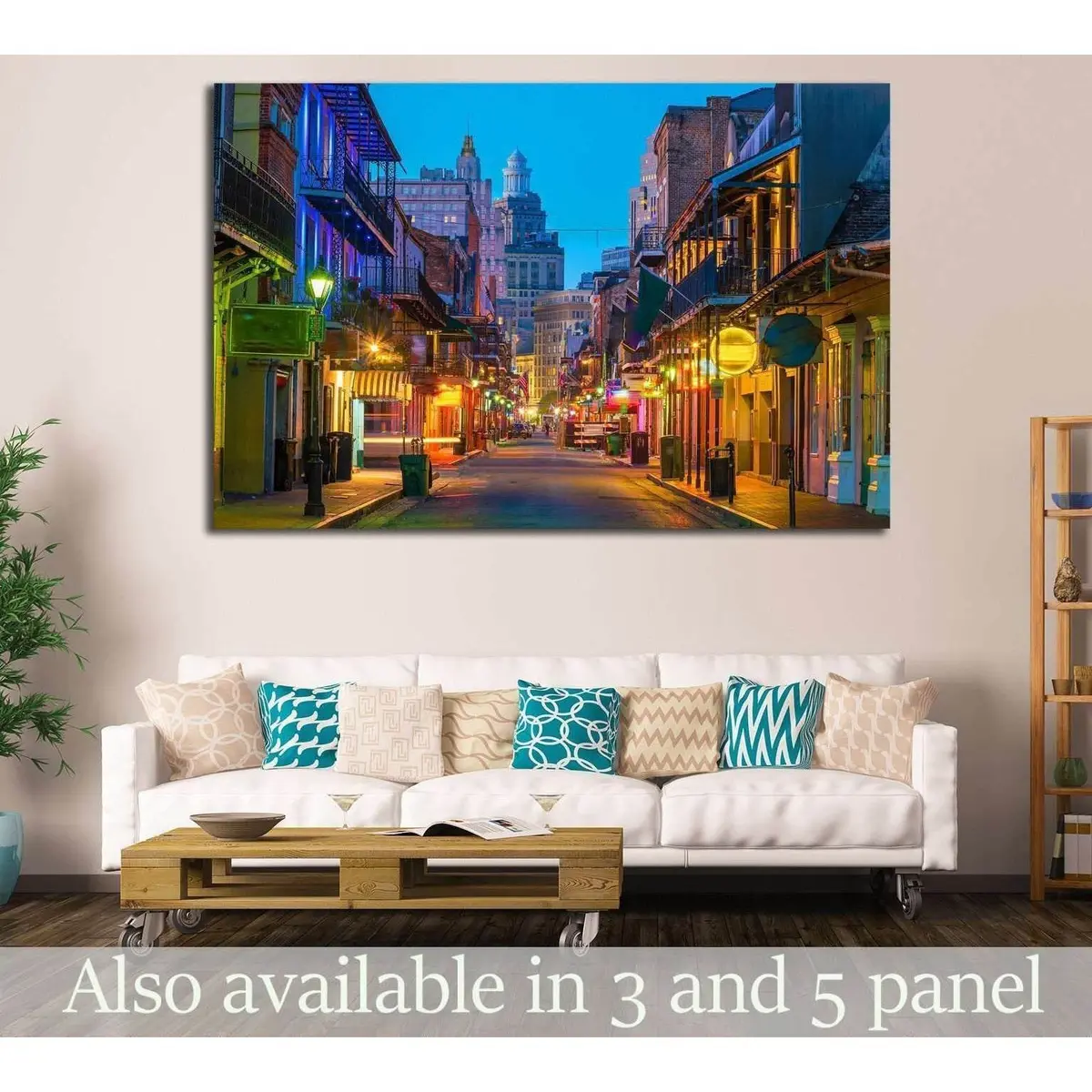 Pubs And Bars With Neon Lights In The French Quarter, New Orleans Usa №2098 Ready To Hang Canvas Print 1