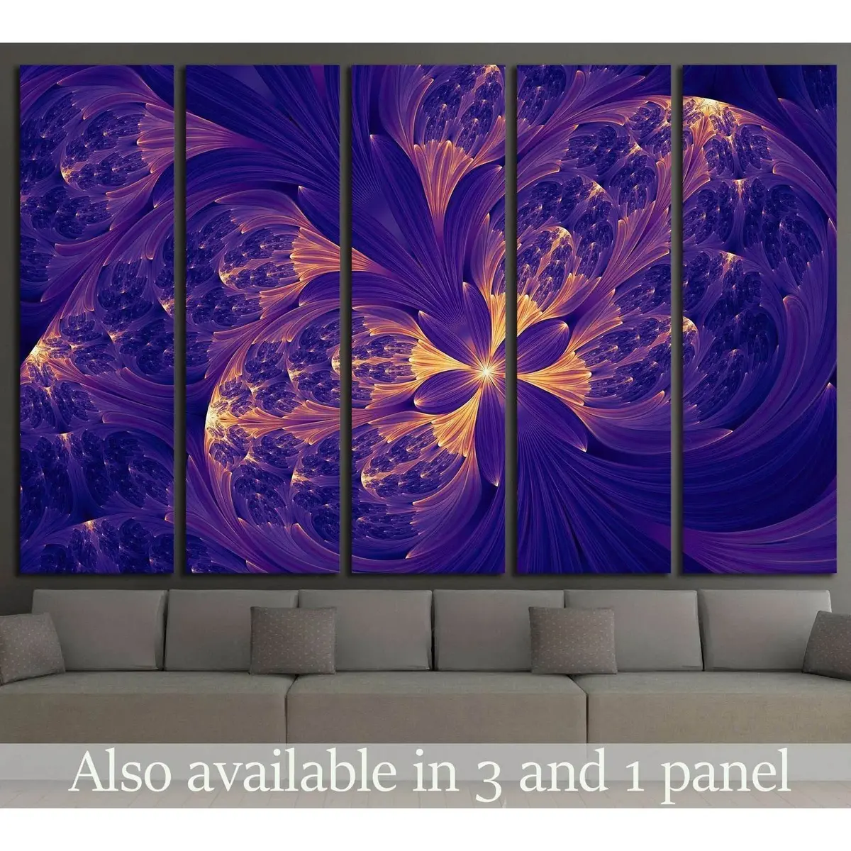 Purple Abstract Flower Psychedelic Background №1419 Ready To Hang Canvas Print 1