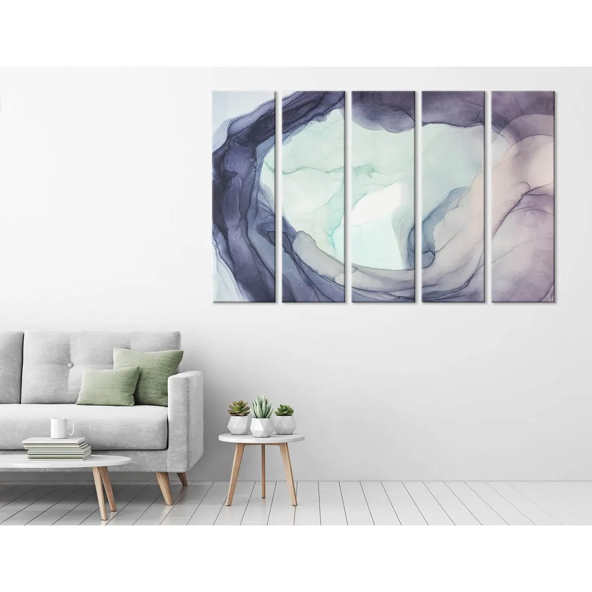 Abstract Purple and Light Green Canvas Art Print #04312 – Pre-Stretched, Ready-to-Hang Wall Decor - Image 3
