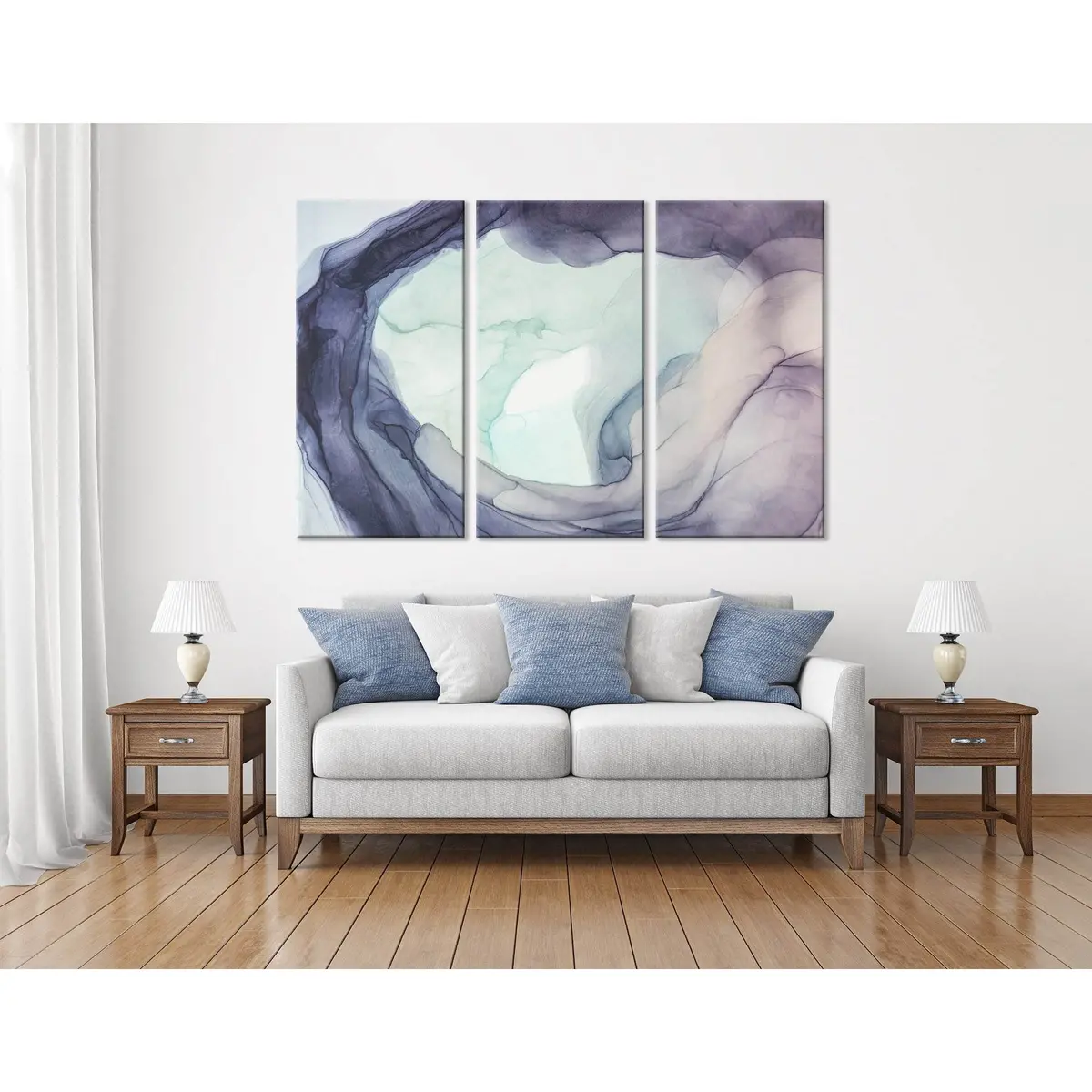 Purple And Light Green Abstract №04312 Ready To Hang Canvas Print 5