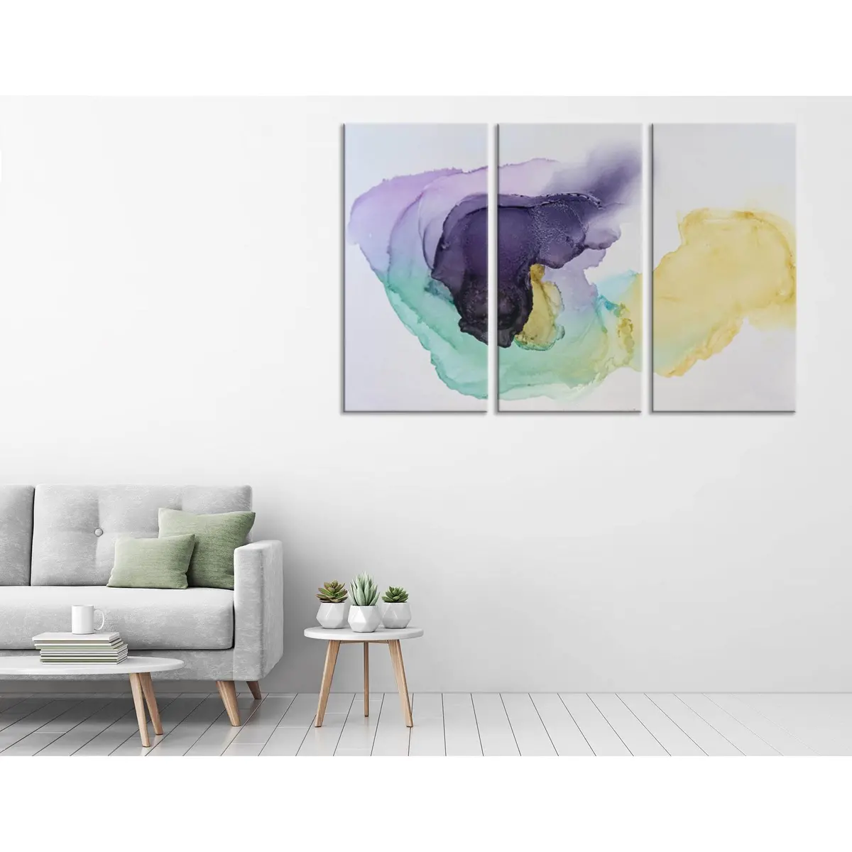 Purple, Blue And Yellow Abstract №04360 Ready To Hang Canvas Print 5
