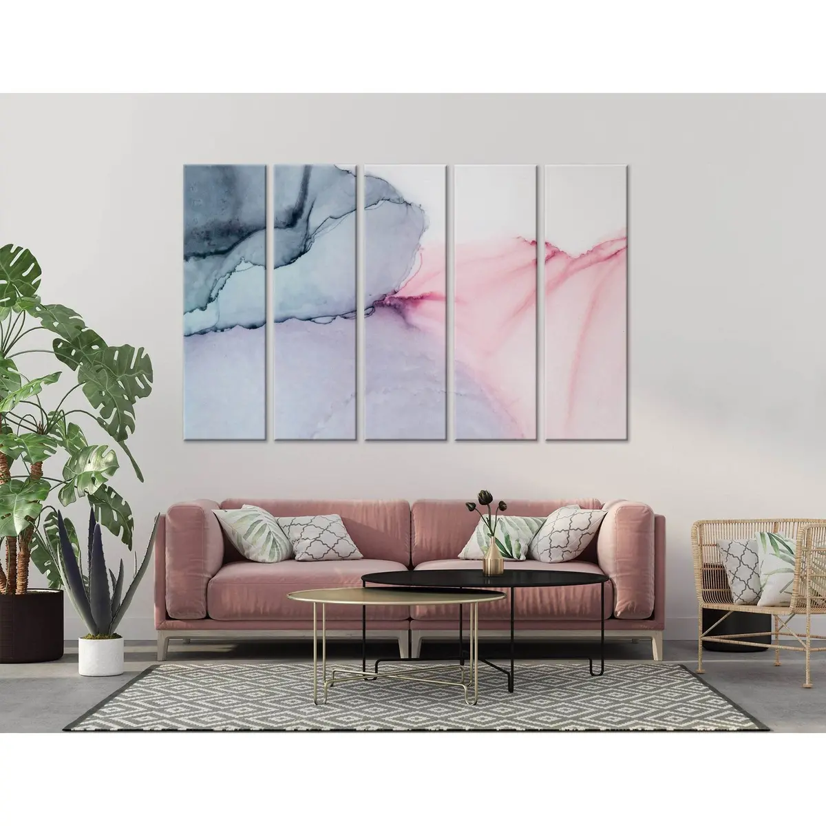 Premium Abstract Canvas Art Print in Purple, Pink & Blue – Ready-to-Hang Wall Decor #04354 - Image 3