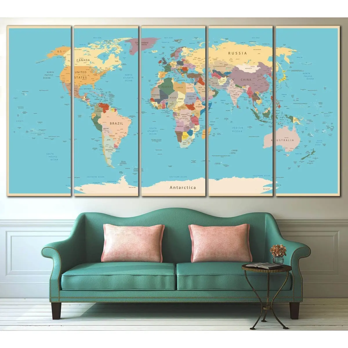 World Map Canvas Wall Art Featuring Push Pins №807