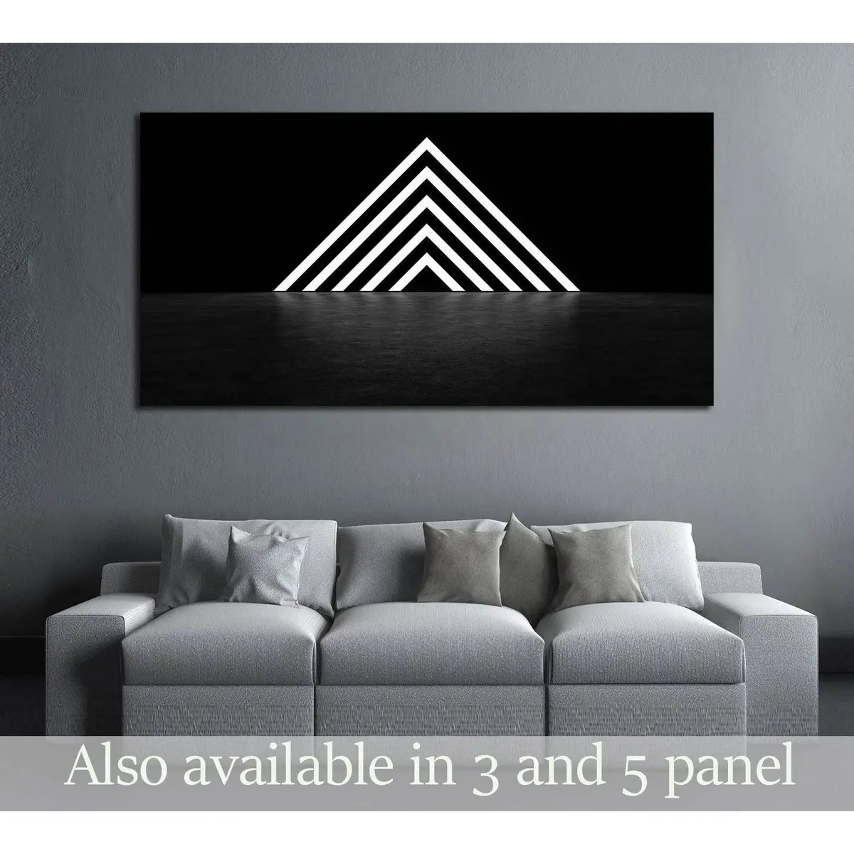 Pyramid Consisting Of Glowing Stripes. 3D Render №2890 Ready To Hang Canvas Print 1