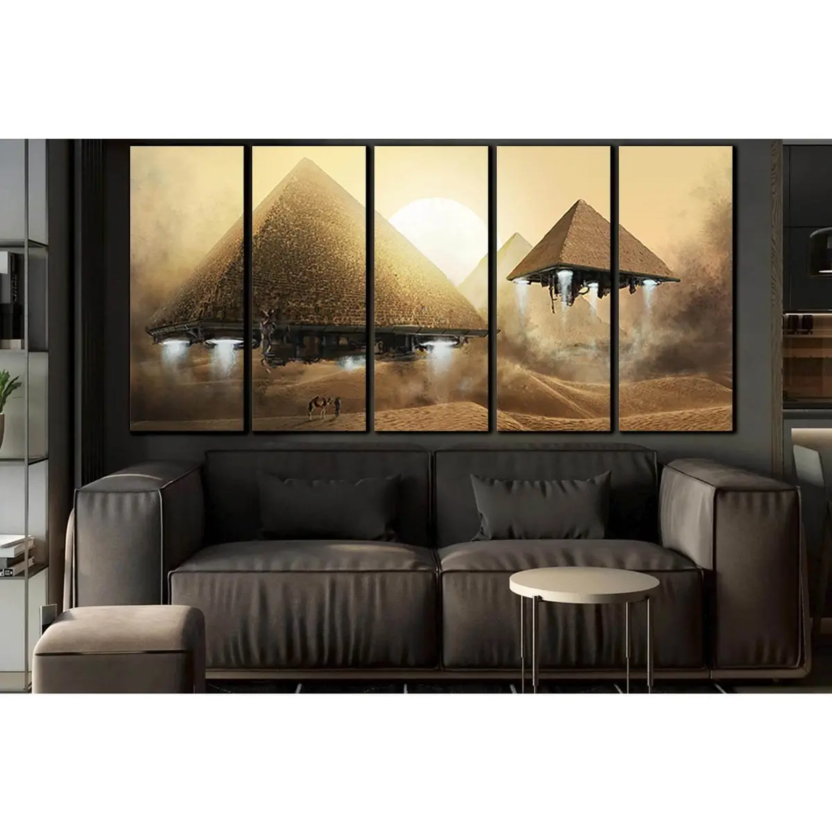 Pyramid Spaceships Art Print №SL1290 – Stretched Canvas Wall Decor - Image 3