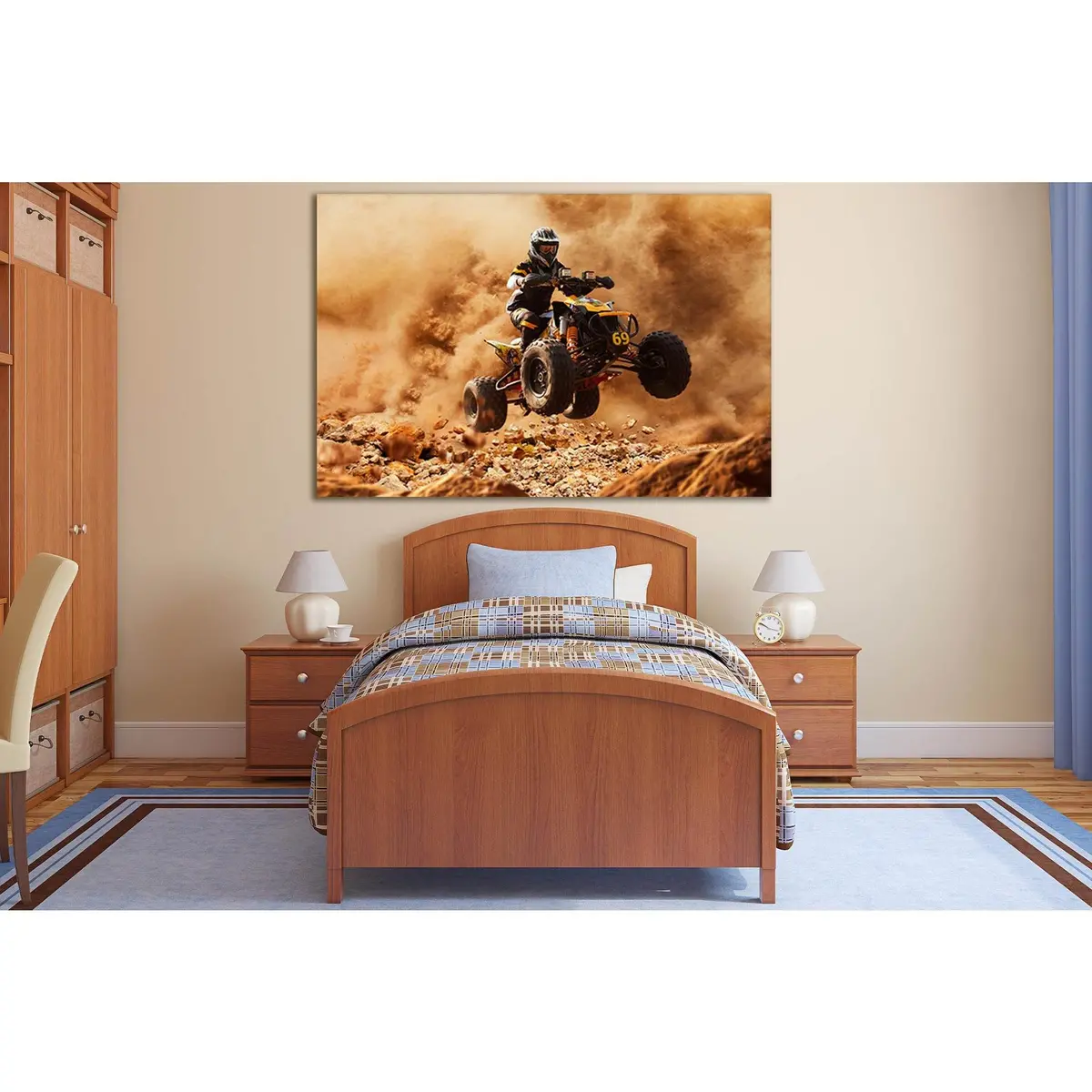 Quad Bike In Dust Cloud №Sl770 Ready To Hang Canvas Print 1