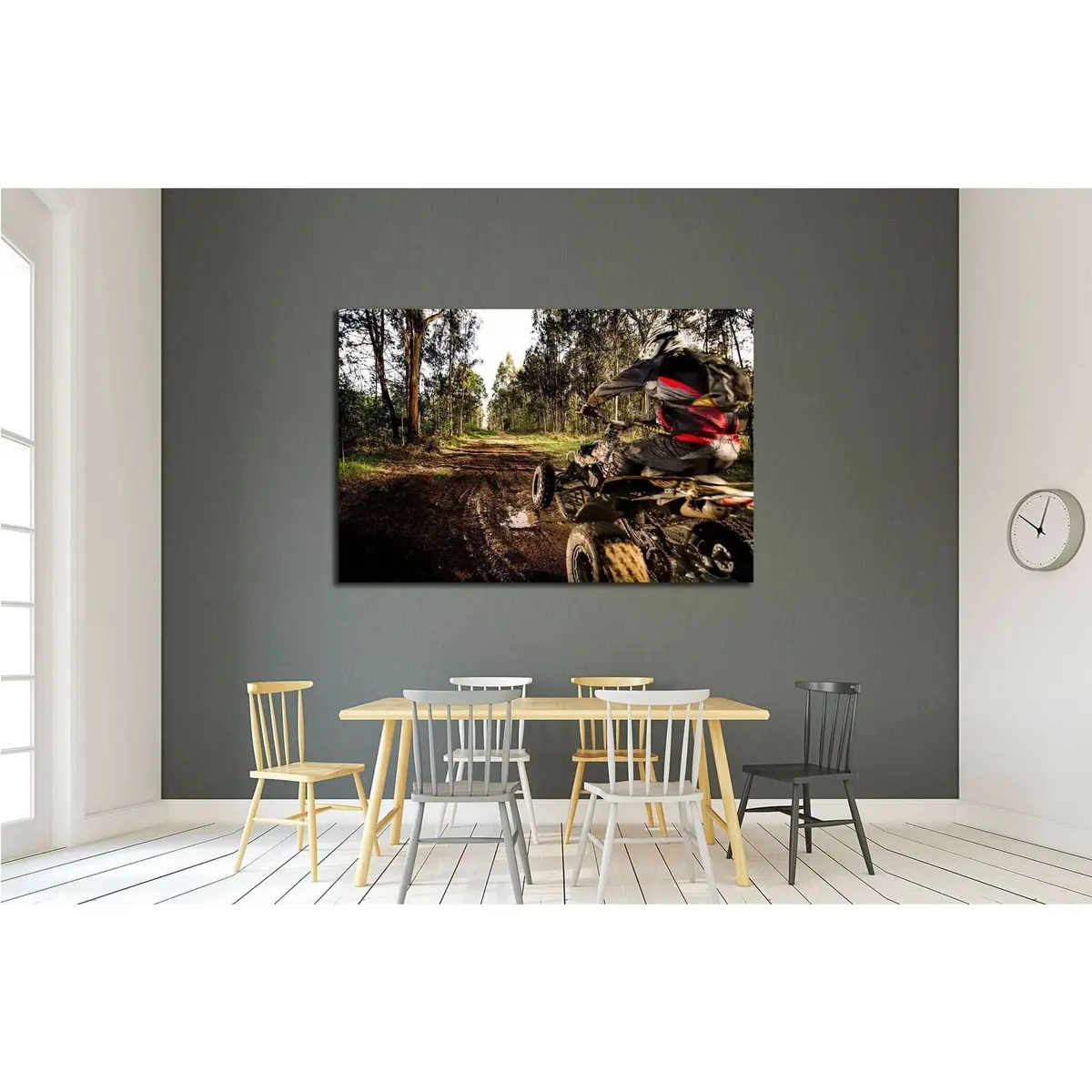 Quad Rider Jumping On A Muddy Forest Trail №1865 Ready To Hang Canvas Print 3