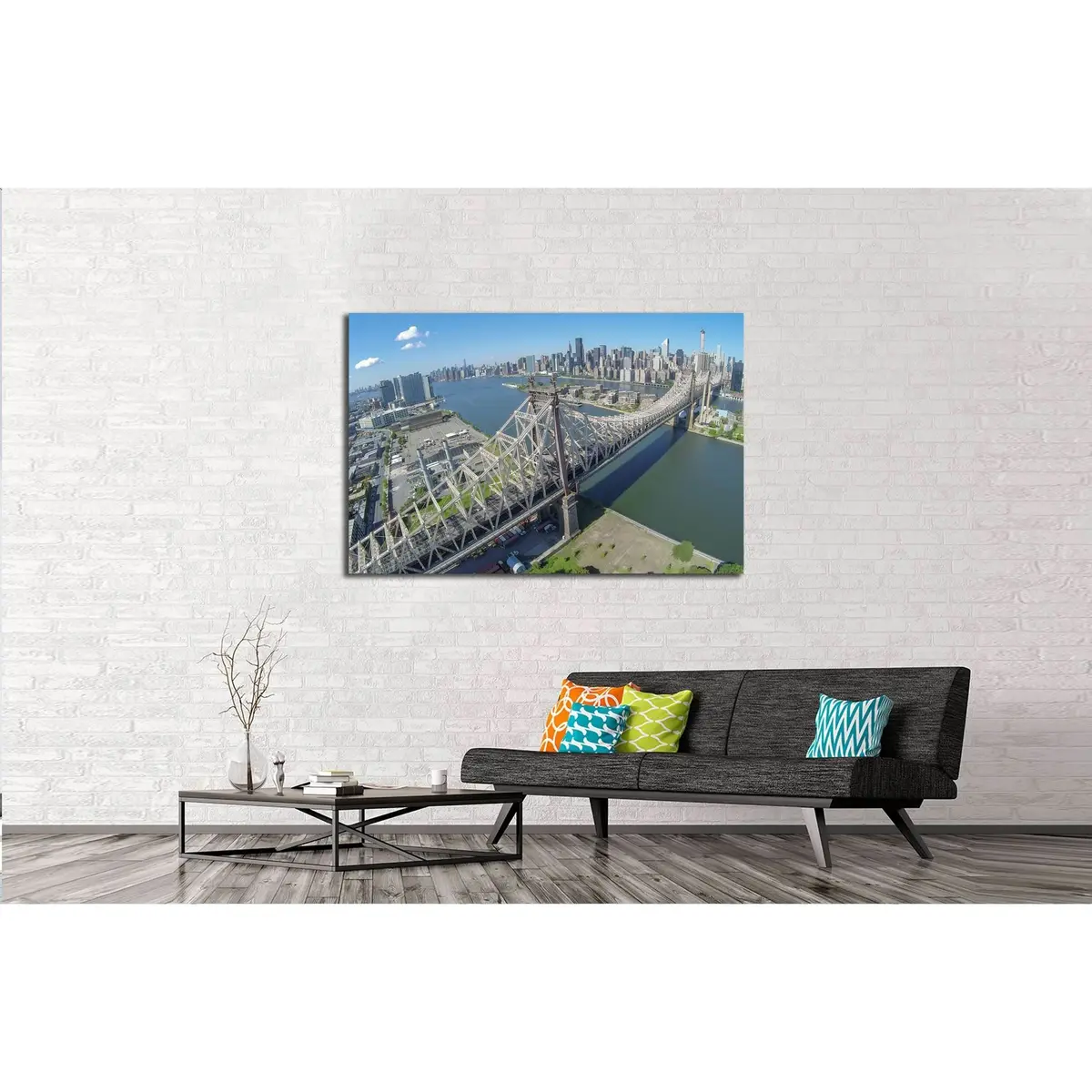 Queensboro Bridge At Summer Sunny Day In New-York City. Aerial View №2731 Ready To Hang Canvas Print 3